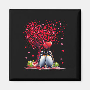 Couple Penguins Cotume Valentine's Day Tree Cute H Magnet