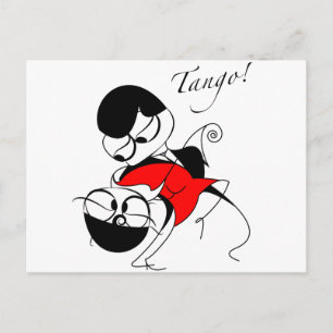 couple performing a tango step postcard