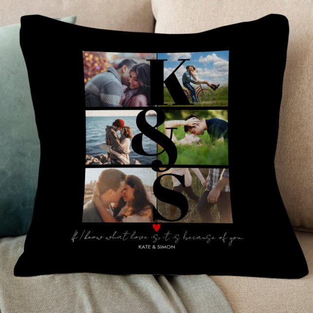 Couple Personalised Photo Collage Custom Quote Cushion (Creator Uploaded)
