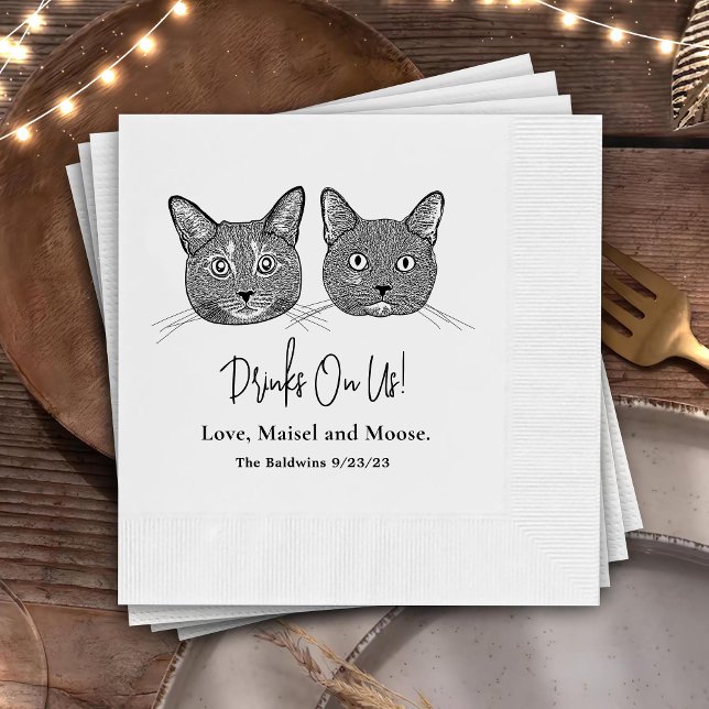Couple Pet Hand Drawing Drinks on Me Napkins (Creator Uploaded)
