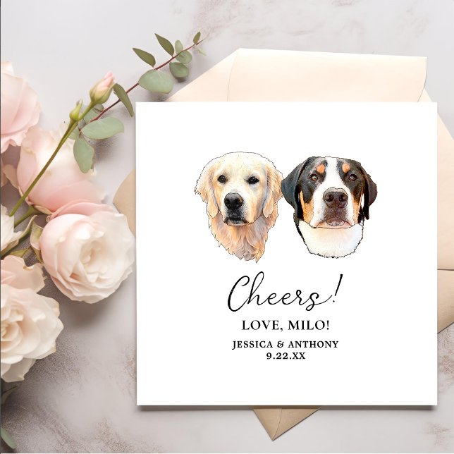 Couple Pet Hand Drawing Personalised Cheers Napkin (Creator Uploaded)