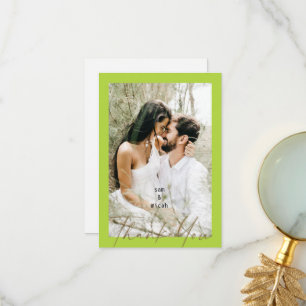 Couple Photo Chartreuse Wedding Blank Thank You Card