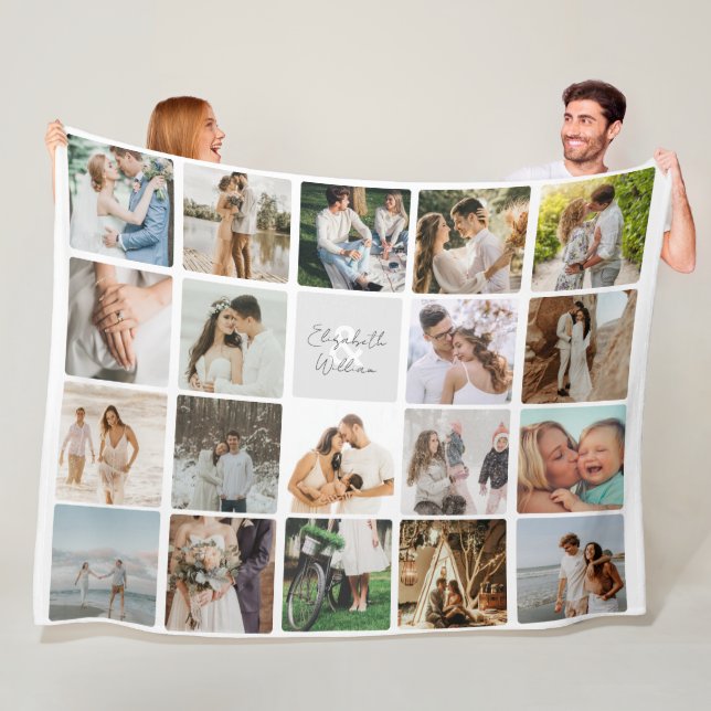 Couple Photo Collage Fleece Blanket (In Situ)