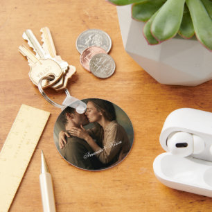Couple Photo & Custom Name Keychain Gift