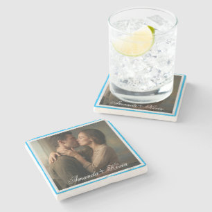Couple Photo & Custom Name Stone Coaster