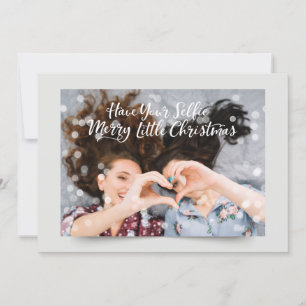Couple Photo Fairy Lights   Funny Holiday Greeting