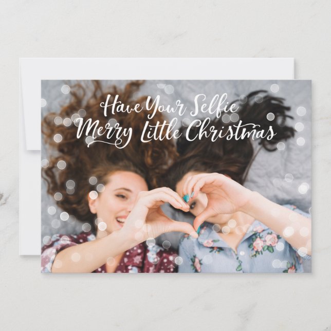 Couple Photo Fairy Lights | Funny Holiday Greeting Card (Front)