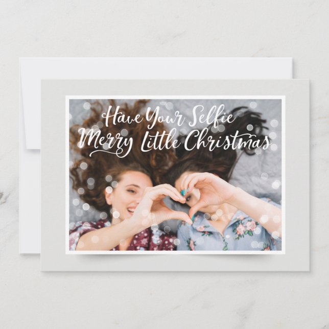 Couple Photo Fairy Lights | Funny Holiday Greeting Card (Front)