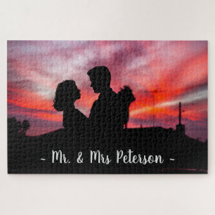 Couple Photo Fun Game Night Personalise Name Jigsaw Puzzle