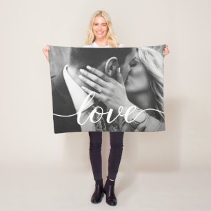 Couple Photo handlettering Love Personalised Fleece Blanket