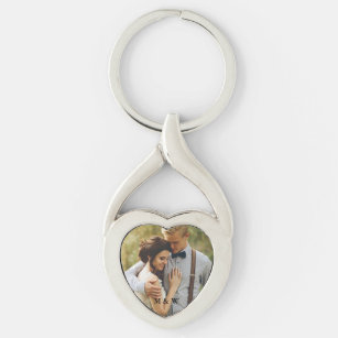 Couple Photo Heart Keychain