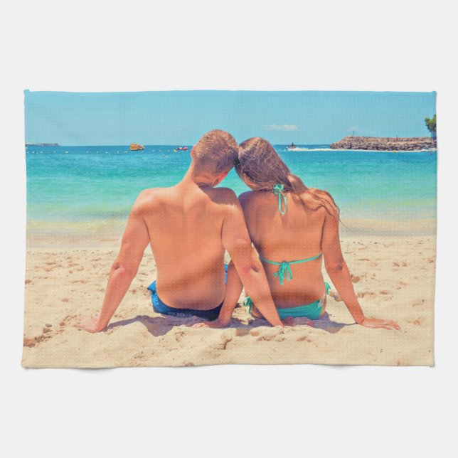 Couple Photo Kitchen Towel Design Your Own (Horizontal)