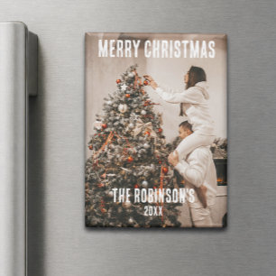 Couple Photo Minimalist Christmas Magnet