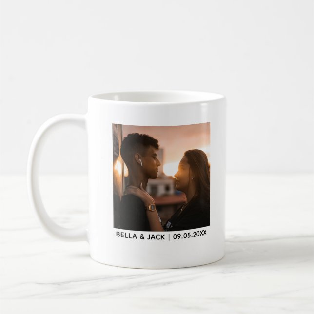 Couple Photo Personalised Wedding Design Coffee Mug (Left)