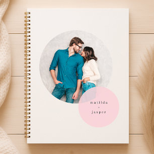 Couple Photo Pink Circle Modern Minimalist White Planner