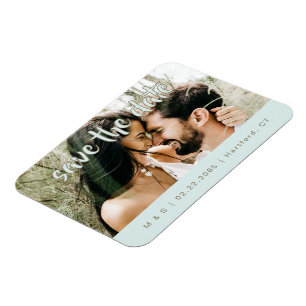Couple Photo Turquoise Save the Date Magnet