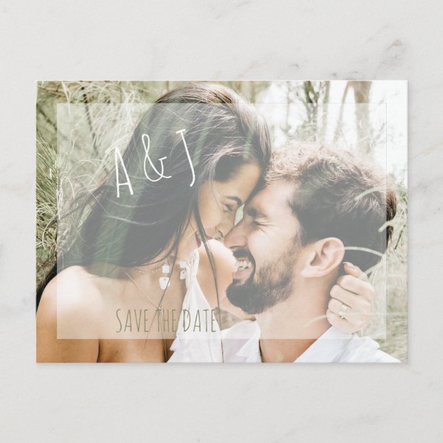 Couple Photo Wedding Save the date Website Announcement Postcard (Front)