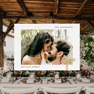 Couple Photo Wedding Thank You Blank Gold