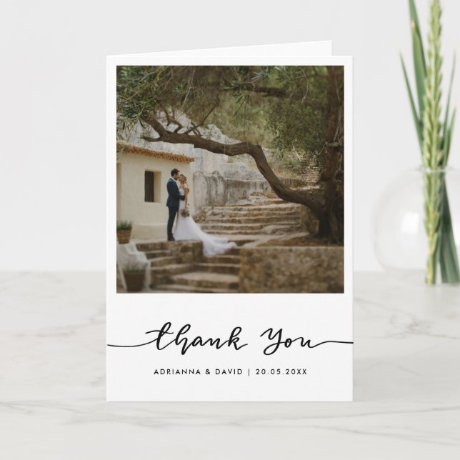 Couple Photo Wedding Thank You Script Card (Front)