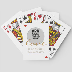 couple photo wedding white playing cards