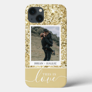 Couple Photo White Gold Glitter Sparkle Luxury iPhone 13 Case