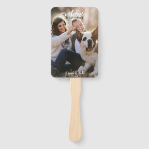 Couple Photo with Pet Fun Wedding Hand Fan