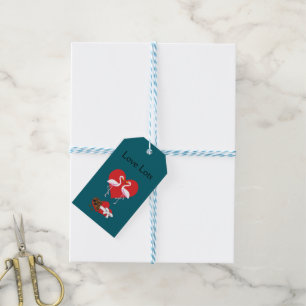Couple Pink Flamingo and a Box of Chocolate Gift Tags