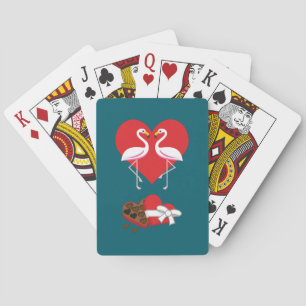 Couple Pink Flamingo and a Box of Chocolate Playing Cards