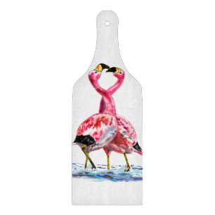 Couple Pink Flamingo Cutting Board