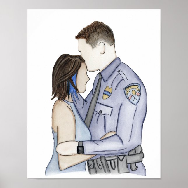 Couple Portrait Print- Police Officer and Wife Poster (Front)