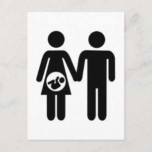 Couple pregnant baby announcement postcard