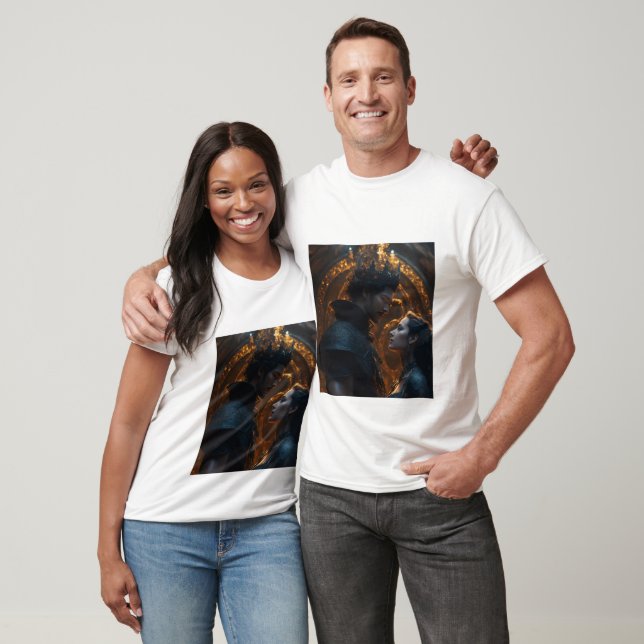  Couple Printed Round Neck Cotton White T-Shirt. T-Shirt (Unisex)