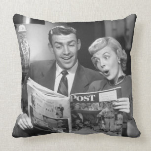 Couple Reading Magazine Cushion