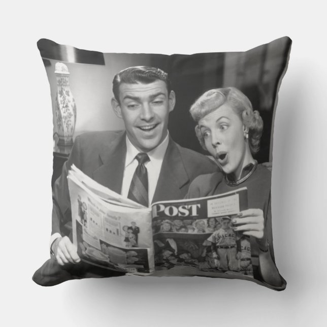 Couple Reading Magazine Cushion (Front)