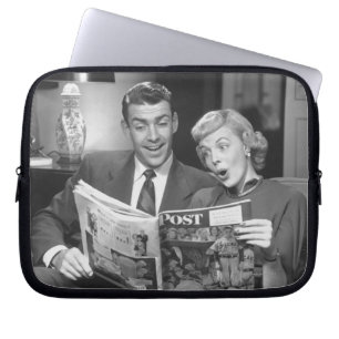 Couple Reading Magazine Laptop Sleeve