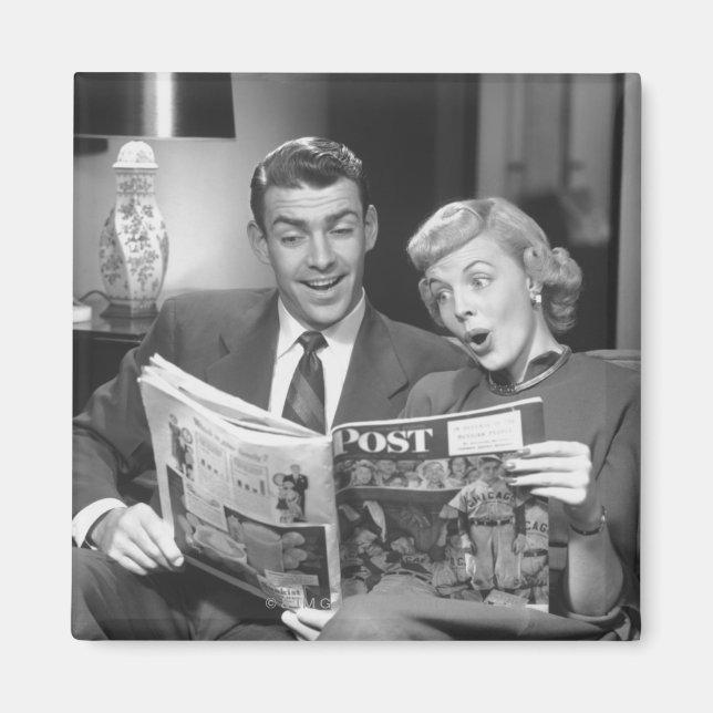Couple Reading Magazine Magnet (Front)