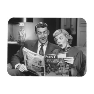 Couple Reading Magazine Magnet