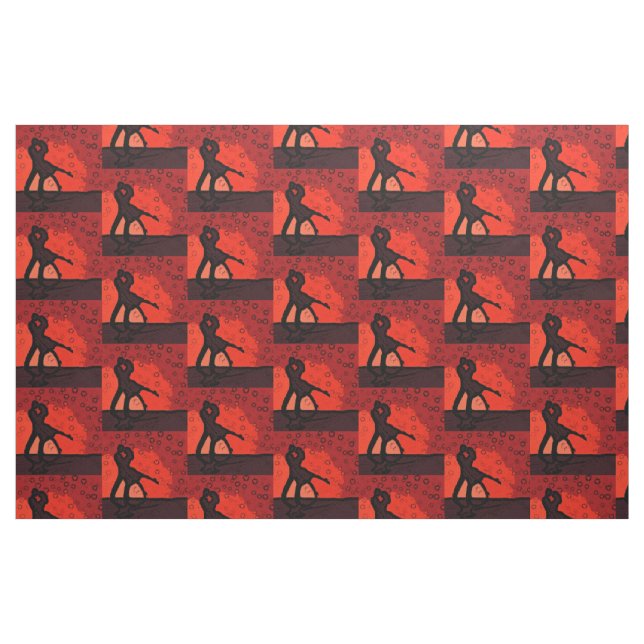 Couple Red Silhouette Fabric (Fat Quarter)