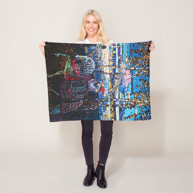 Couple Riding a White Horse, Wassily Kandinsky Fleece Blanket (In Situ)