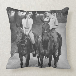 Couple Riding Horses Cushion
