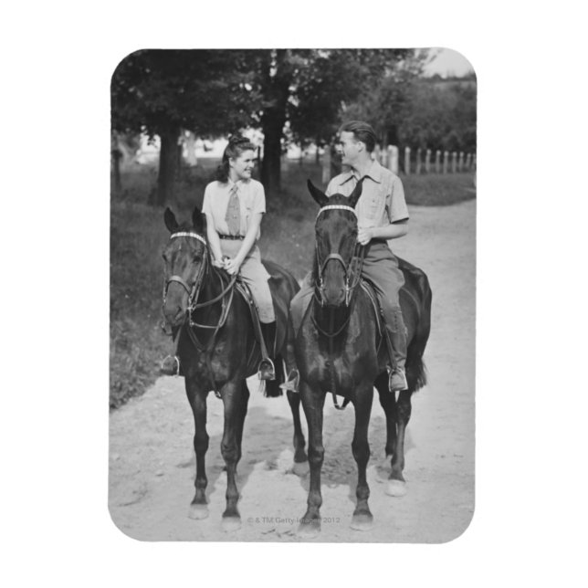 Couple Riding Horses Magnet (Vertical)