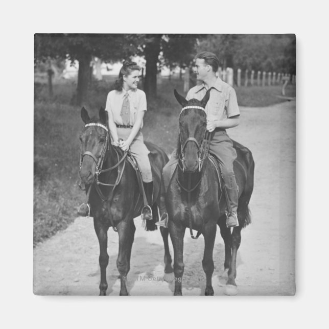 Couple Riding Horses Magnet (Front)