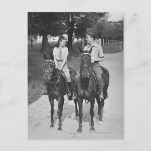 Couple Riding Horses Postcard