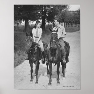 Couple Riding Horses Poster