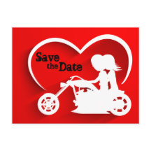 Couple Riding Motorcycle Save the Date Wedding