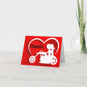 Couple Riding Motorcycle Thanks Thank You Card