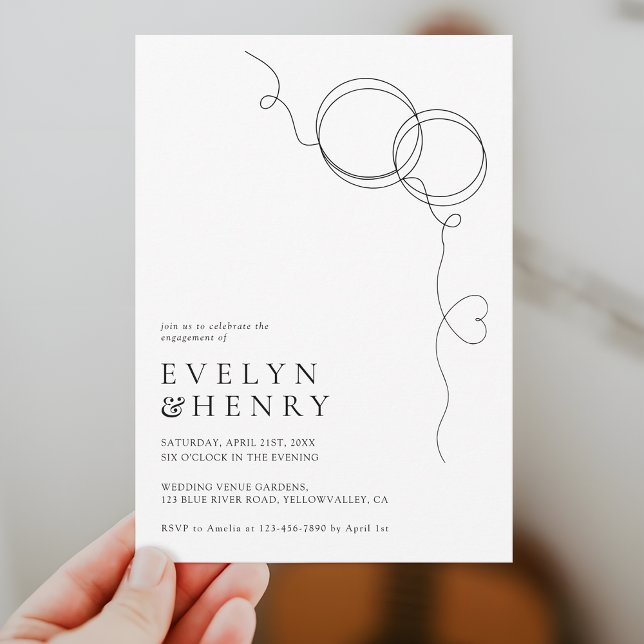 Couple Rings Romantic Engagement Party Invitation (Creator Uploaded)