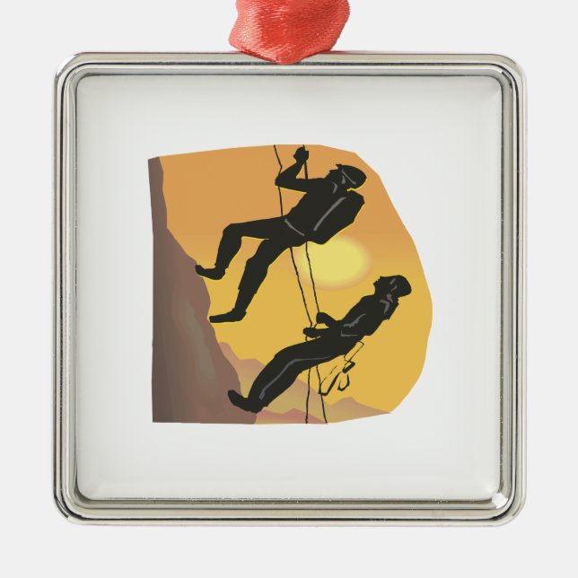 Couple Rock Climbing Metal Tree Decoration (Front)