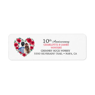 Couple Roses watercolor 10th Wedding Anniversary Return Address Label