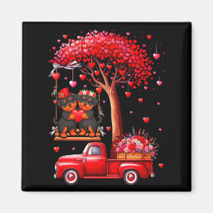 Couple Rottweilers Valentine Hearts Tree Pickup Tr Magnet